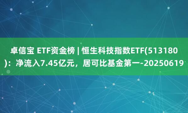 卓信宝 ETF资金榜 | 恒生科技指数ETF(513180)：净流入7.45亿元，居可比基金第一-20250619