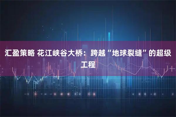 汇盈策略 花江峡谷大桥：跨越“地球裂缝”的超级工程