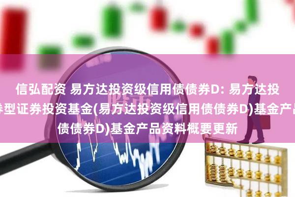 信弘配资 易方达投资级信用债债券D: 易方达投资级信用债债券型证券投资基金(易方达投资级信用债债券D)基金产品资料概要更新