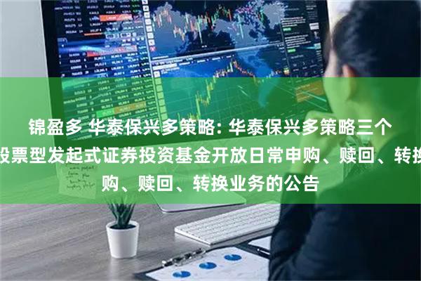 锦盈多 华泰保兴多策略: 华泰保兴多策略三个月定期开放股票型发起式证券投资基金开放日常申购、赎回、转换业务的公告