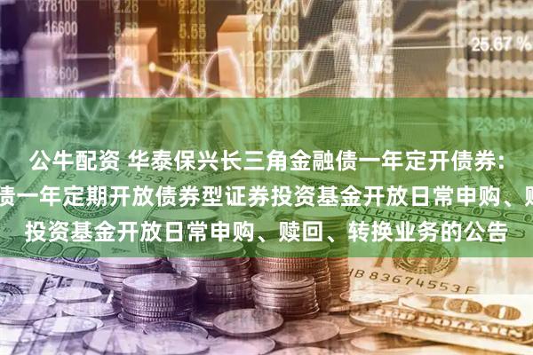 公牛配资 华泰保兴长三角金融债一年定开债券: 华泰保兴长三角金融债一年定期开放债券型证券投资基金开放日常申购、赎回、转换业务的公告